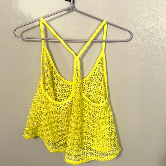 PINK halter strap tank top, yellow in color. Size M/L - Picture 2 of 4
